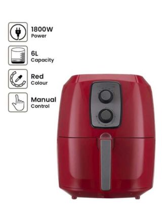 مقلاة هوائية كهربائية صحية للقلي/ الشواء/ الخبز/ التحميص 6 لتر 1800 واط AL7204 أحمر