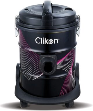 Clikon كليكون – مكنسة كهربائية 18 لتر بنمط طبل مع خزان حديدي، مؤشر للغبار بالكامل، وظيفة النفخ، نظام تفريت متعدد، محرك نحاس 1600 واط 100% مرفقات العجلات، أسود ووردي، ضمان لمدة عامين – CK4400