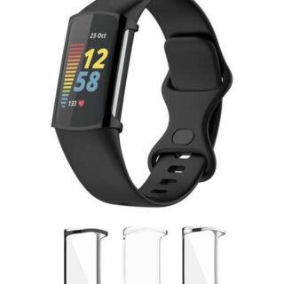 Fitme 3 قطع TPU Full Cover Case For Fitbit Charge 5 شفاف/أسود/فضي