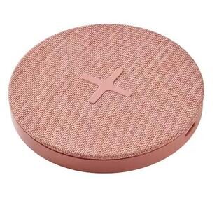 Wireless charger, textile/pink