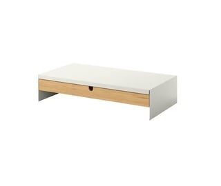 Monitor stand with drawer, white