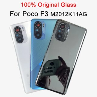 For Xiaomi Poco F3 5G 100% الأصلي ل شاومي Poco F3 5 جرام غطاء البطارية ، الغوريلا الزجاج الغطاء الخلفي ، استبدال الباب الخلفي الإسكان مع لاصق CE