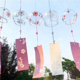 اليدوية الزجاج Furin جرس الرياح للديكور المنزل ، اليابان الرياح الدقات ، سبا ، المطبخ ، مكتب ، غرفة اليابانية ، الطرف ، 1 قطعة