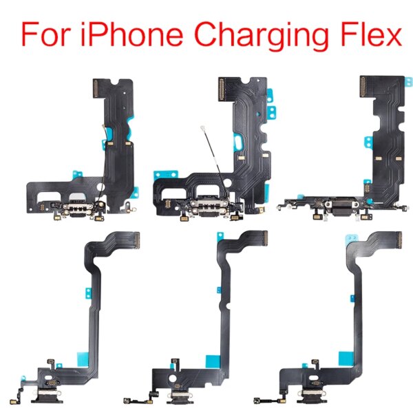 موصل شحن Usb لهاتف آيفون 7 ، 8 plus ، x ، xr ، xs ، max ، مع كابل مرن وميكروفون ، مقبس صوت ، 1 قطعة
