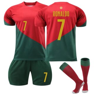 البرتغال الفانيلة المنزلية للأطفال ، مجموعة بدلة تدريب كرة القدم ، 22 ، 23