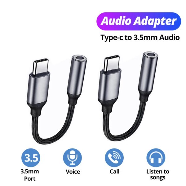 2 قطعة USB نوع C إلى 3.5 مللي متر Aux محول نوع-c 3 5 جاك الصوت كابل سماعة كابل محول لسامسونج غالاكسي S22 S21 S20 نوت 20