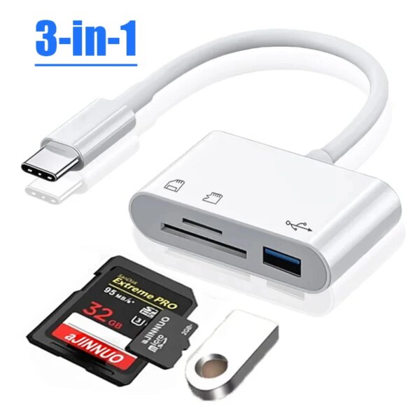 متعدد ميناء محور محول لأجهزة الكمبيوتر المحمول سامسونج Mi أندرويد ، نوع-C إلى USB C محول OTG ، TF SD قارئ بطاقة الذاكرة الصغيرة ، 3 في 1