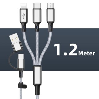 كابل شحن بمنفذ USB متعدد ، سلك شحن USB متعدد ، شاحن صغير من النوع C ، سلك هاتف محمول لهاتف آيفون 14 ، 13 ، 12 ، شاومي ، 3 في 1