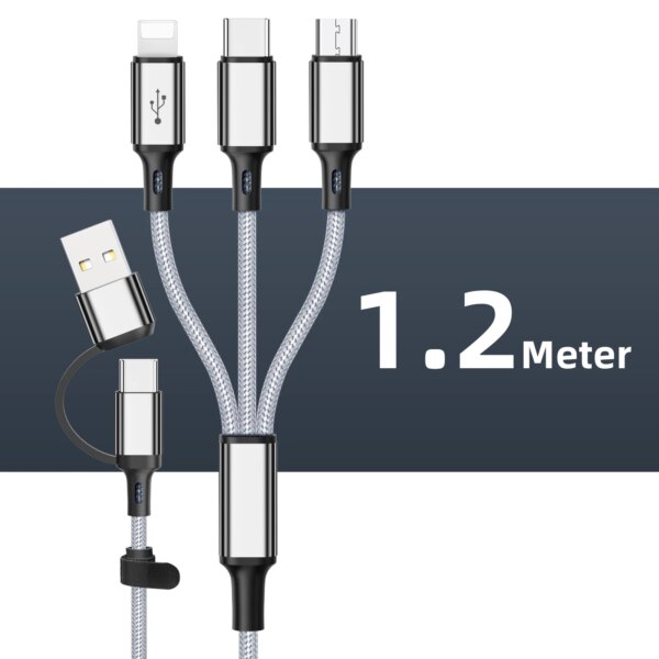 كابل شحن بمنفذ USB متعدد ، سلك شحن USB متعدد ، شاحن صغير من النوع C ، سلك هاتف محمول لهاتف آيفون 14 ، 13 ، 12 ، شاومي ، 3 في 1