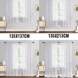 Arabest 2-Piece Rod Pocket Rose Lace Sheer Window Curtains for Bedroom Sliding Door Living room White