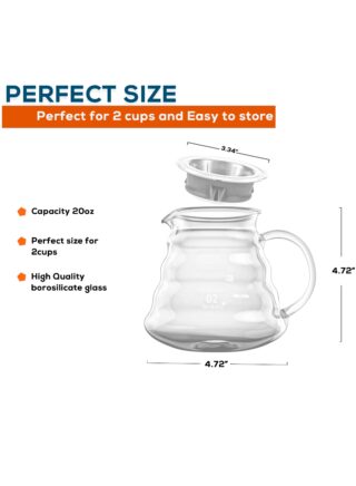 ميبرو مجموعة تقطير القهوة بطريقة V60 مع ابريق قهوة طقم من 9 قطع لمحبي القهوة المقطرة