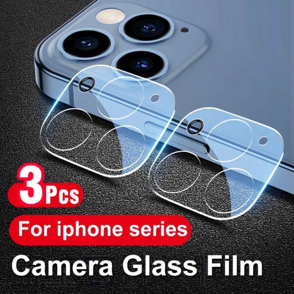 حافظة كاميرا واقية لهاتف آيفون ، 13 برو ماكس ، زجاج مقسى ، كوكه Fundas I Phone ، 14 ، 15 Pro Max Plus ، 12 ، 13 Mini ، 11 ، 3 قطعة