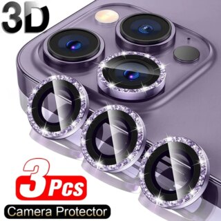 واقي عدسات الكاميرا ، زجاج حماية ، آيفون 11 ، 12 ، 13 برو ماكس ، Mini 15 ، 14 Pro Max ، 3 قطعة