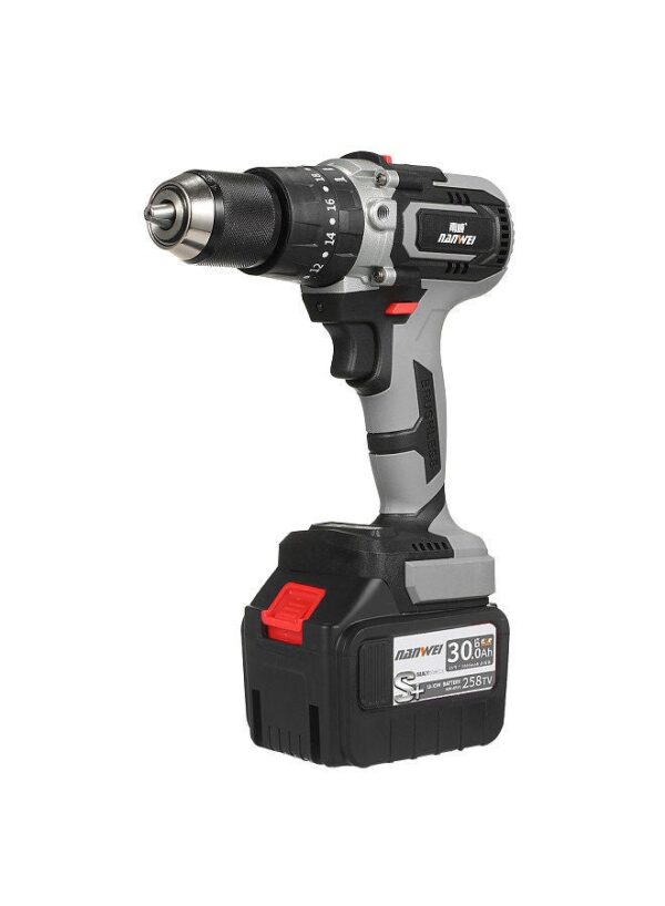 NANWEI 21V Cordless Drill Driver Batteries Max Torque 200N.m 20+3 Position 0-2150RMP Variable Speed Impact Hammer Drill Screwdriver With PlasticTool Box