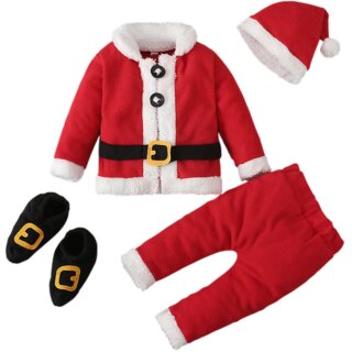طفل صبي الكرتون الصوف الدافئة بلوزات و السراويل مجموعة ، قبعة و الجوارب ، الطفل عيد الميلاد الزي ، الوليد الملابس ، لطيف ، الشتاء ، BC1035 ، 4 قطعة