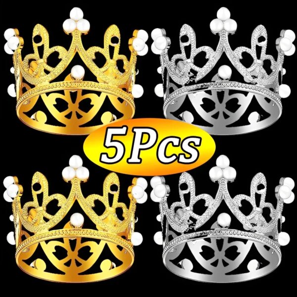 5/1 قطعة تاج صغير كعكة الديكور الأميرة توبر اللؤلؤ تيارا الأطفال الشعر الحلي لحفل زفاف عيد ميلاد كعكة الديكور