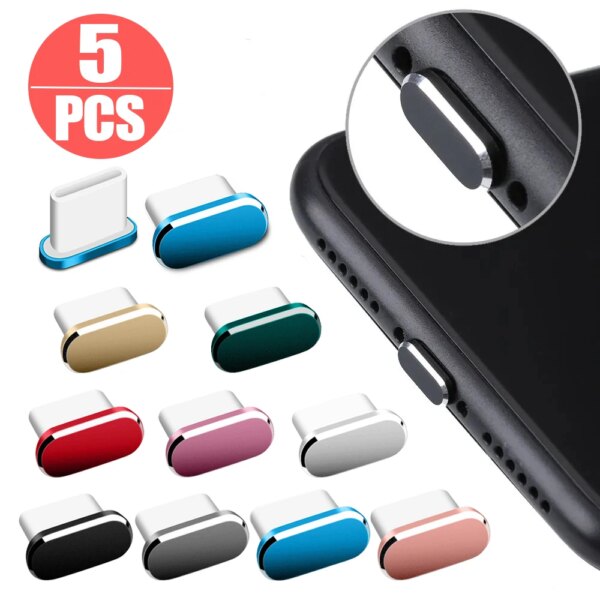 المعادن مكافحة الغبار المقابس لسامسونج شاومي هواوي أندرويد الهاتف ، العالمي USB C الغبار التوصيل ، شحن ميناء حامي غطاء ، 1 قطعة ، 5 قطعة