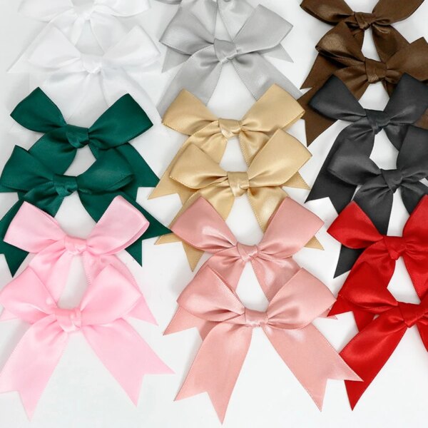 الوردي الشريط الساتان الانحناء للزينة ، Bowknot الصغيرة ، زهرة لحفل الزفاف ، DIY بها بنفسك الحرفية ، حفلة ميلاد ، 85×85 مللي متر ، 50 قطعة
