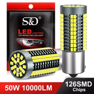 50 واط P21W Led 1156 BA15S BAU15S PY21W 1157 BAY15D P21/5 واط R5W R10W T20 7440 W21W P21/5 واط 7443 W21/5 واط LED مصباح عكس بدوره إشارة