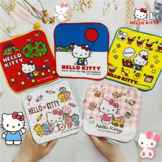 5 قطعة Sanrio مرحبا كيتي منشفة صغيرة 15*15 سنتيمتر الطفل الفم منشفة الكرتون مريحة الوجه غسل الأسرة منشفة الاطفال القطن مسح منشفة