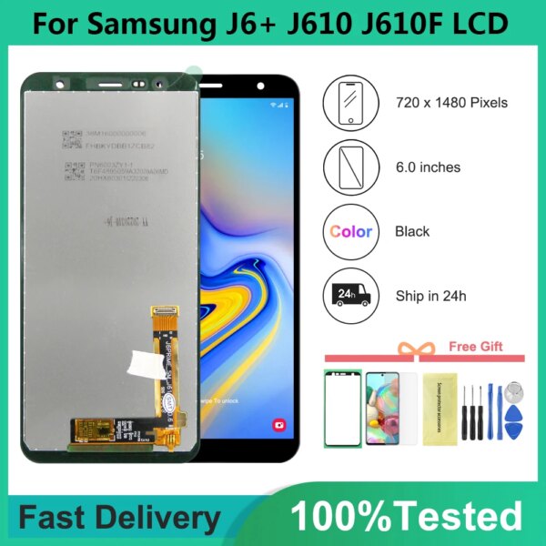 شاشة lcd بديلة لهواتف سامسونج جالاكسي j6 + j610 j610f j610fn ، جودة aaa 6.0 بوصة