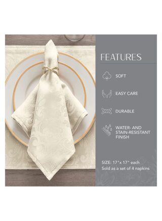RARELY Set of 4 Beige Table Fabric Napkins Handkerchief Wedding