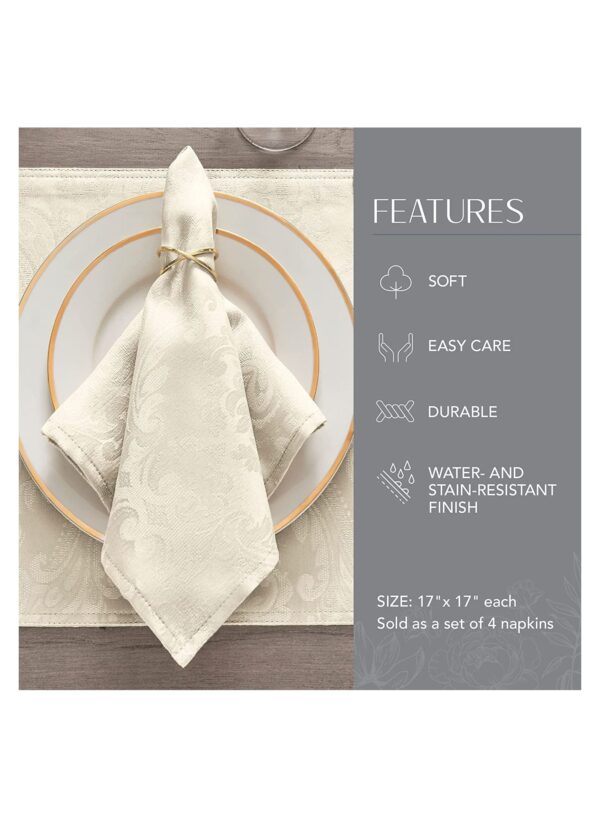 RARELY Set of 4 Beige Table Fabric Napkins Handkerchief Wedding