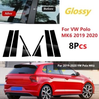 8 قطعة المشاركات عمود مصقول صالح لل Volkswagen VW Polo MK6 2019 2020 اكسسوارات السيارات نافذة غطاء الكسوة BC العمود ملصق