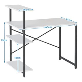 JANTENS Study Table With Storage Computer Desk 100*45*73cm