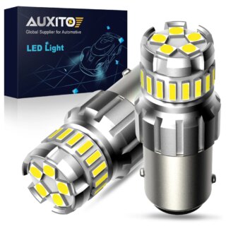 AUXITO 2 قطعة 1200LM 1156 BA15S P21W LED T20 W21/5 واط 7443 سيارة لمبة Canbus 1157 P21/5 واط BAY15D LED مصباح السيارات DRL عكس ضوء 12 فولت