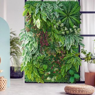 نباتات اصطناعية عشب ألواح للحائط سياج من شجيرات خشب البقش 16X24in فو الأوكالبتوس خلفية خضراء مناسبة لحديقة داخلية في الهواء الطلق