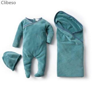 طفل بوتيك الملابس سراويل قطنية حديثي الولادة مع القبعات بطانية النائمون الرضع الأولاد قطيفة ناعمة فوتيس الرضع فوتي ملابس خاصة
