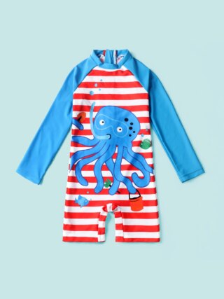 طفل طويل الأكمام ثوب السباحة ، الرضع قطعة واحدة Rashguard ملابس السباحة ، شاطئ Sunsuit ، المياه الرياضة تصفح السباحة قميص