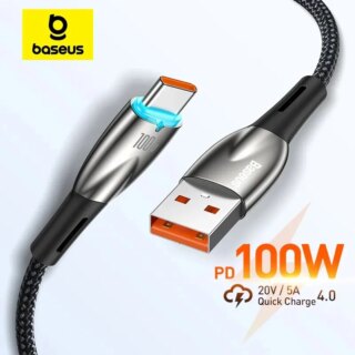 Baseus-Type C كابل USB ، 100 واط ، شحن سريع ، شاحن سلك ، سلك بيانات لهواوي P40 برو ، P30 ، سامسونج S21 الترا ، S20 ، بوكو