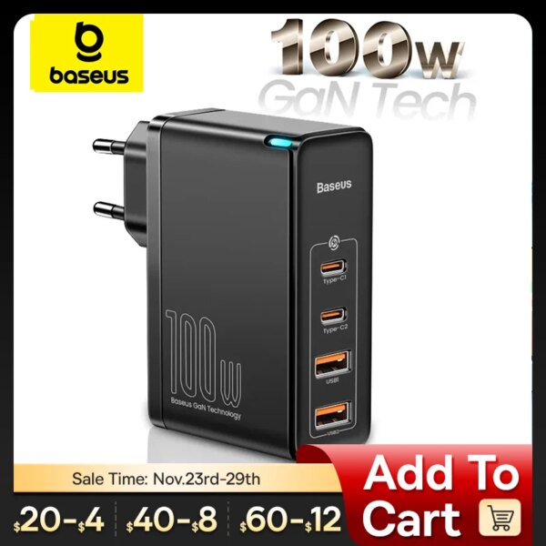 باسيوس-غان شاحن هاتف USB من النوع C ، 100 وات ، PD ، QC ، شحن سريع ، ايفون 15 ، 14 ، 13 ، 12 برو ماكس ، ماك بوك