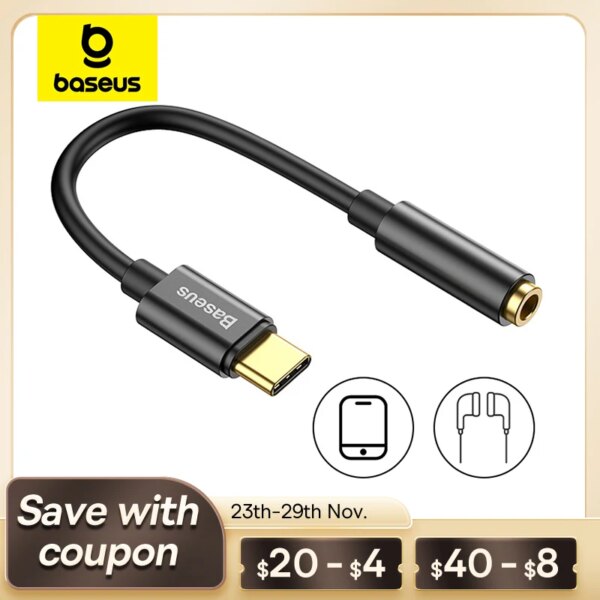 Baseus نوع C إلى 3.5 مللي متر سماعة جاك AUX USB C كابل سماعات محول 3.5 جاك الصوت كابل لهواوي P20 شاومي Mi 10