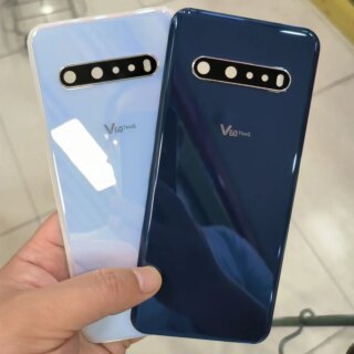 غطاء البطارية الزجاج ل LG V60 ThinQ 5G LM-V600 A001LG الباب الخلفي الإسكان الخلفي إطار الكاميرا عدسة