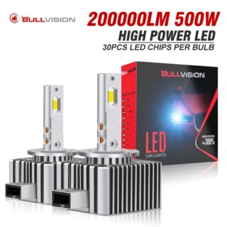 Bullvision-D1S D3S LED المصابيح الأمامية ، HID D3S ، D2S ، D4S ، D8S ، 200000LM ، 500 واط ، D1R ، D2R ، D3R ، D4 ، CANBUS ، 2-الوجهين CSP رقاقة ، 6000K التوصيل والتشغيل