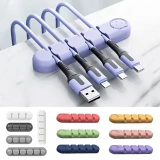 كابل المنظم سيليكون USB كابل Winder سطح المكتب مرتبة إدارة مقاطع على مكتب كابل الحبل حامل ل ماوس سماعة الكمبيوتر