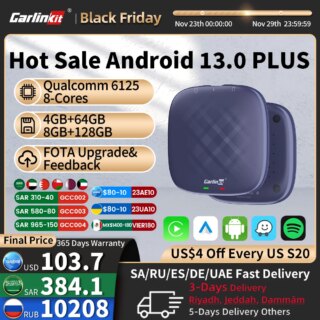 CarlinKit CarPlay Ai Box Android 13 Plus QCM6125 8-core Wireless Android Auto & CarPlay محول USB للسيارة لسيارة CarPlay السلكية OEM