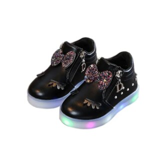 أحذية رياضية متوهجة للأطفال ، القوس الأميرة للفتيات ، أحذية LED للأطفال ، أحذية رياضية طفل لطيف مع الضوء