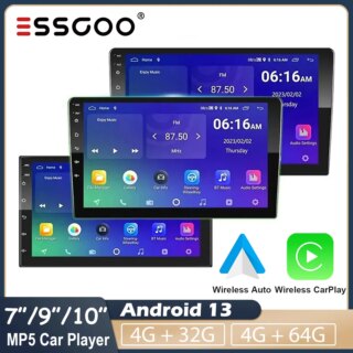 ESSGOO-مشغل وسائط متعددة للسيارات ، راديو سيارة ، 2 Din ، Apple Carplay ، نظام تحديد المواقع ، أندرويد Auto ، 2.5D ، شاشة IPS ، RDS ، DSP ، أندرويد 13