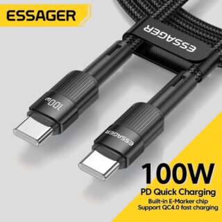 سلك شحن سريع Essager W W C To C Type C PD لشاحن Macbook كابل USB C من النوع C