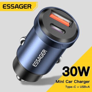 Essager 30W 5A QC PD sc4.0 USB شحن سريع USB نوع C سيارة شحن سريع لهاتف آيفون 12 13 هاتف شاومى