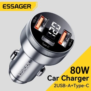 Essager 80 واط سيارة شاحن USB نوع C PD شحن سريع الهاتف تهمة سريعة آيفون 14 13 هواوي شاومي سامسونج باد المحمول اللوحي