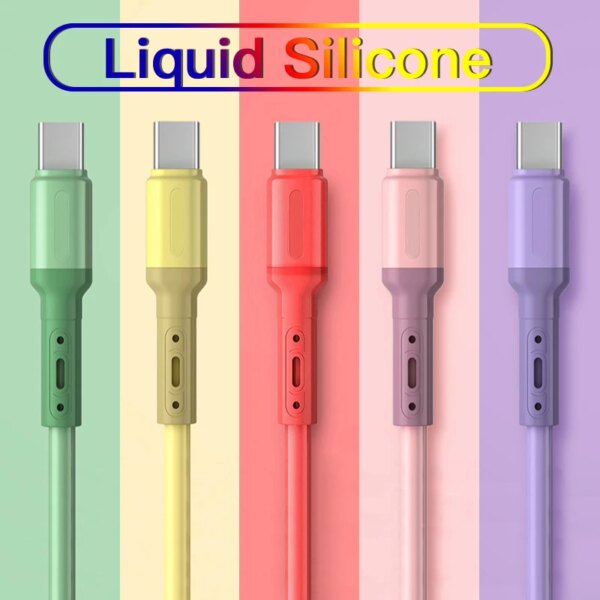 سريع الشحن USB نوع C كابل ، السائل لينة سيليكون بيانات الحبل لهواوي ، شاومي ، الهاتف المحمول ، سلك شاحن USB-C ، 1 متر ، 1.5 متر ، 2 متر