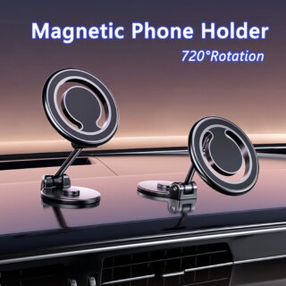 طوي حامل هاتف السيارة المغناطيسي آيفون 14 13 12 العالمي لوحة MagSafe المغناطيس سيارة جبل لسامسونج شاومي ممن لهم