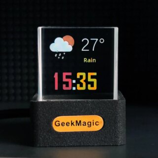 GeekMagic الكريستال الثلاثية الأبعاد سطح المكتب الديكور ، محطة الطقس الذكية ، على مدار الساعة الرقمية مع الرسوم المتحركة GIF وألبوم الصور