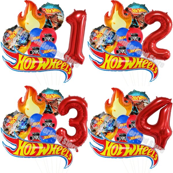 Hot Wheels بالون باقة زينة ، حفلة عيد ميلاد ، رقم أحمر ، 1st ، 2nd ، مجموعة بالونات ، فلامس ، سيارات ، أولاد ، بنات ، 32″