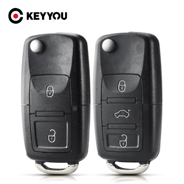 KEYYOU 2 زر للطي سيارة مفتاح بعيد الوجه للطي مفتاح قذيفة الحال بالنسبة لفولكس واجن فولكس فاجن جيتا جولف باسات بيتل سكودا مقعد بولو B5